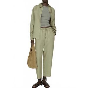 Mango 100% Linen Pants Green NWT Size Small